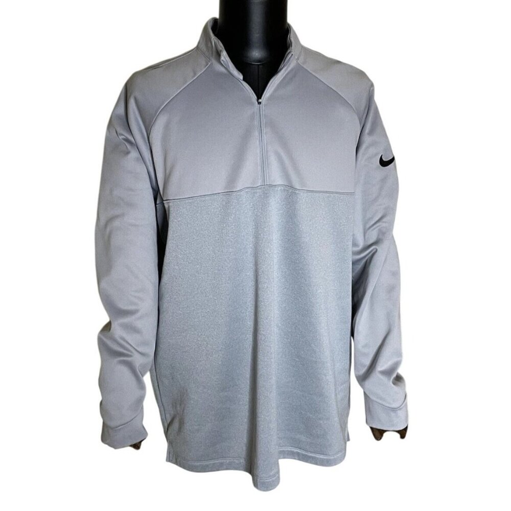 Mens Nike Golf Therma Fit Half-Zip Pullover Shirt Large Gray Lightweight Warm - Picture 1 of 14